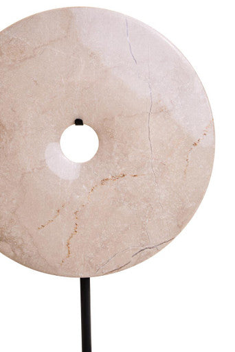 Orsina Zoro Medium Cream Marble Round Disc Sculpture – 25cm
