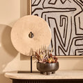 Orsina Zoro Large Cream Marble Disc Sculpture | 30cm Round Stone Art