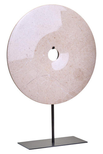 Orsina Zoro Extra Large Cream Marble Disc Sculpture | 35cm Round