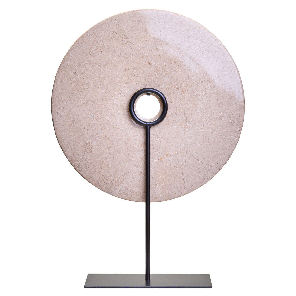 Orsina Zoro Extra Large Cream Marble Disc Sculpture | 35cm Round