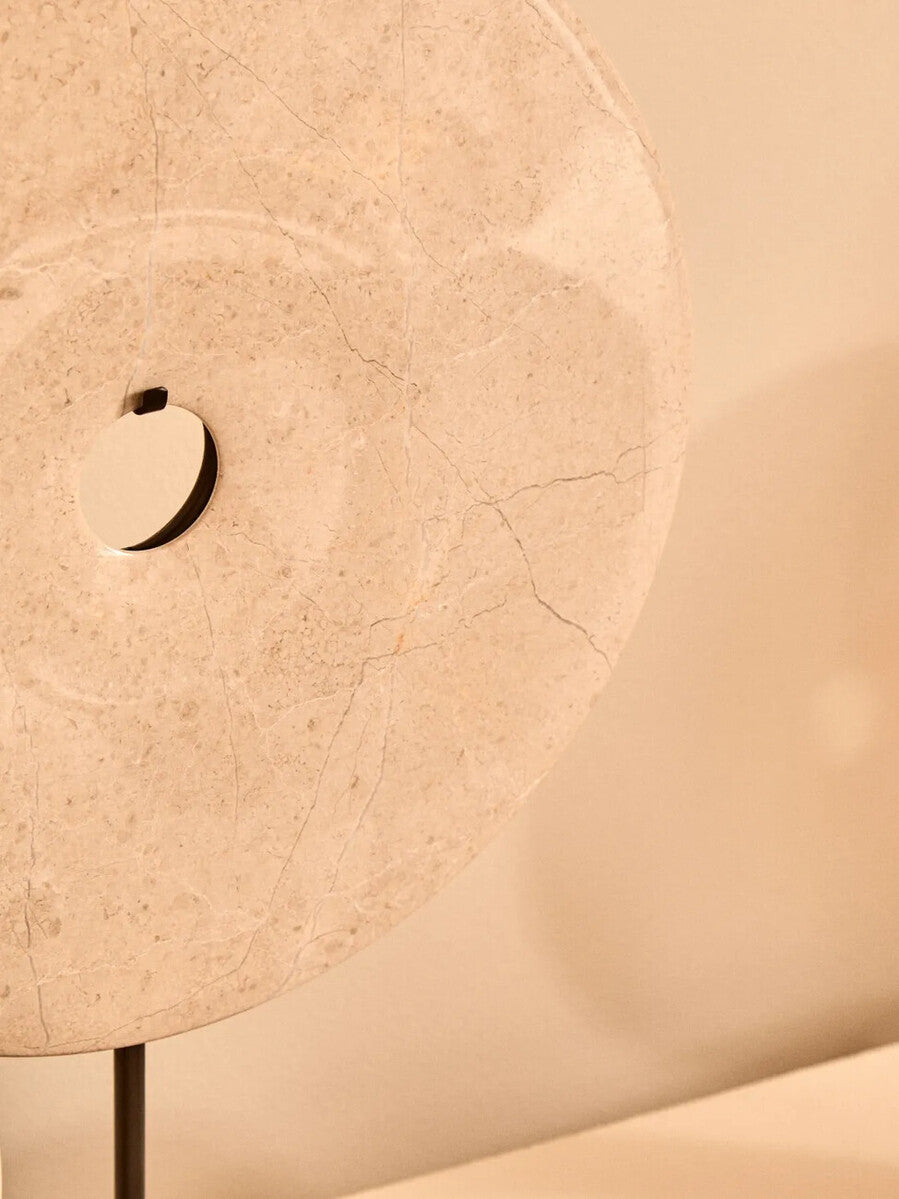Orsina Zoro Extra Large Cream Marble Disc Sculpture | 35cm Round