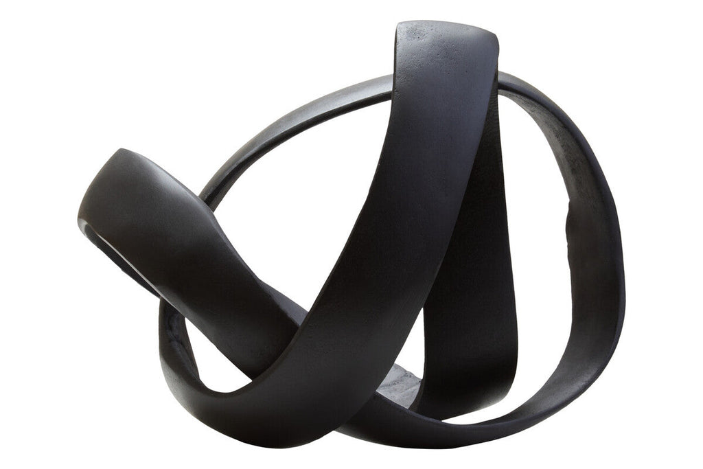 Orsina Prato Modern Knot Sculpture – Matte Black Nickel Home Decor