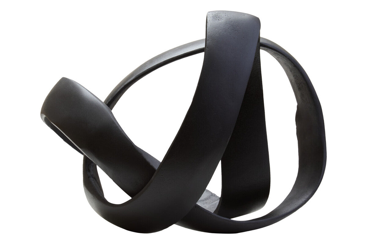 Orsina Prato Modern Knot Sculpture – Matte Black Nickel Home Decor