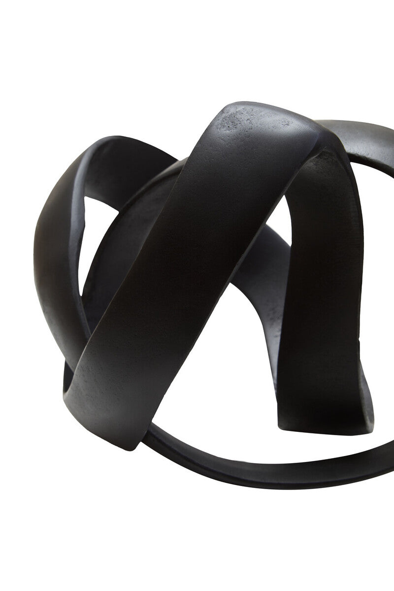 Orsina Prato Modern Knot Sculpture – Matte Black Nickel Home Decor