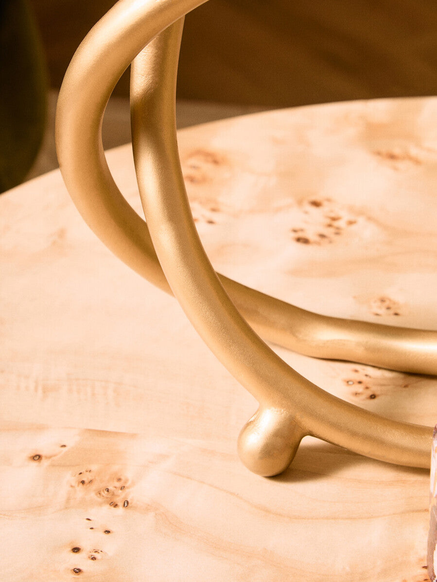 Orsina Prato Matte Gold Twist Sculpture – Modern Home Decor Accent