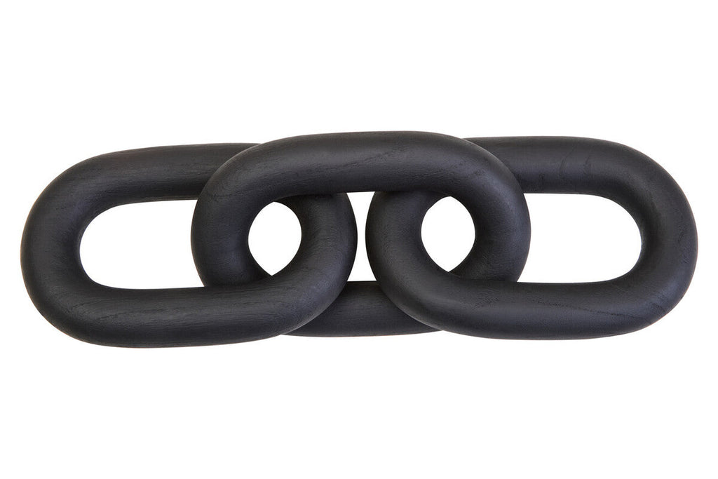 Orsina Cato Black Wood 3-Link Chain Decor – Sculptural Coffee Table Art