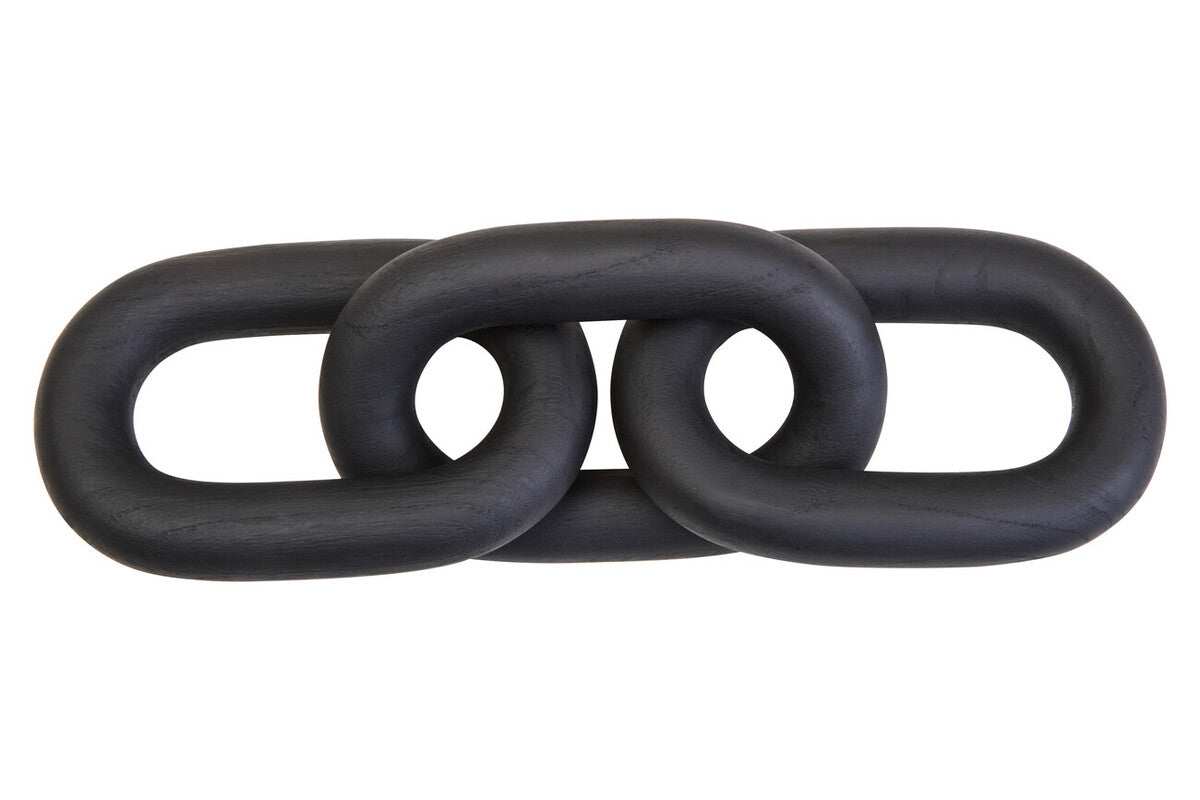 Orsina Cato Black Wood 3-Link Chain Decor – Sculptural Coffee Table Art