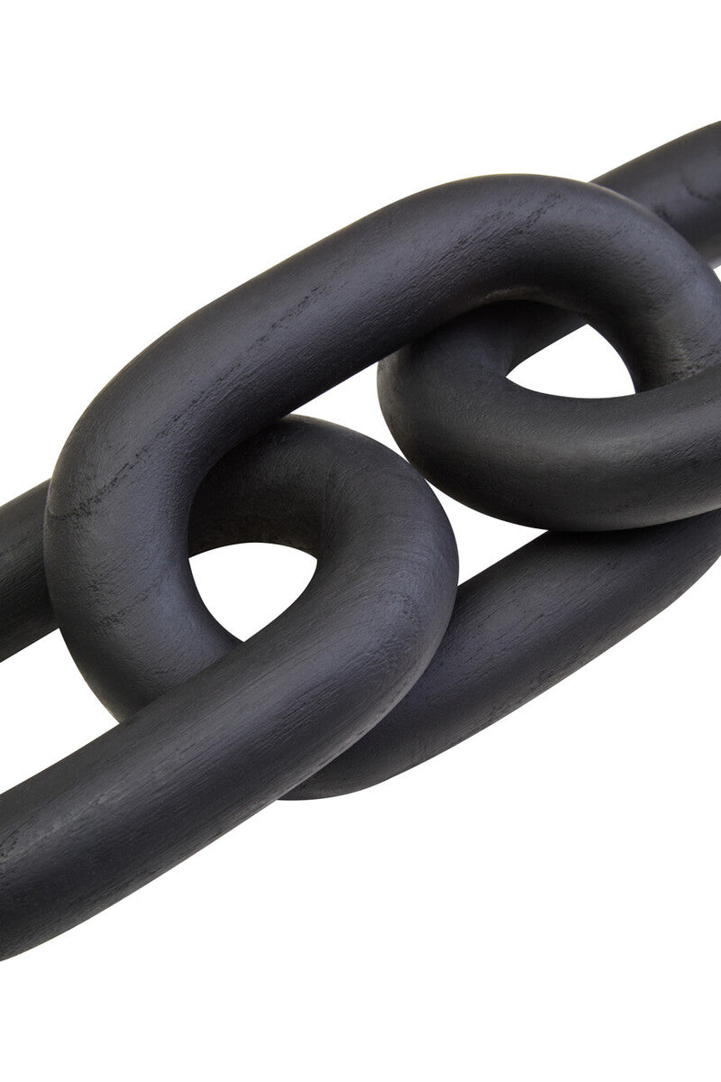 Orsina Cato Black Wood 3-Link Chain Decor – Sculptural Coffee Table Art