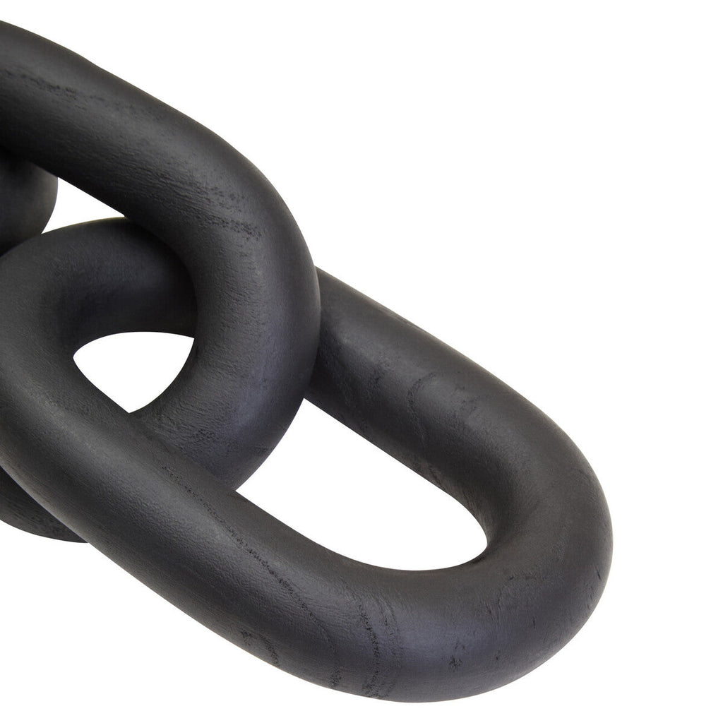 Orsina Cato Black Wood 3-Link Chain Decor – Sculptural Coffee Table Art