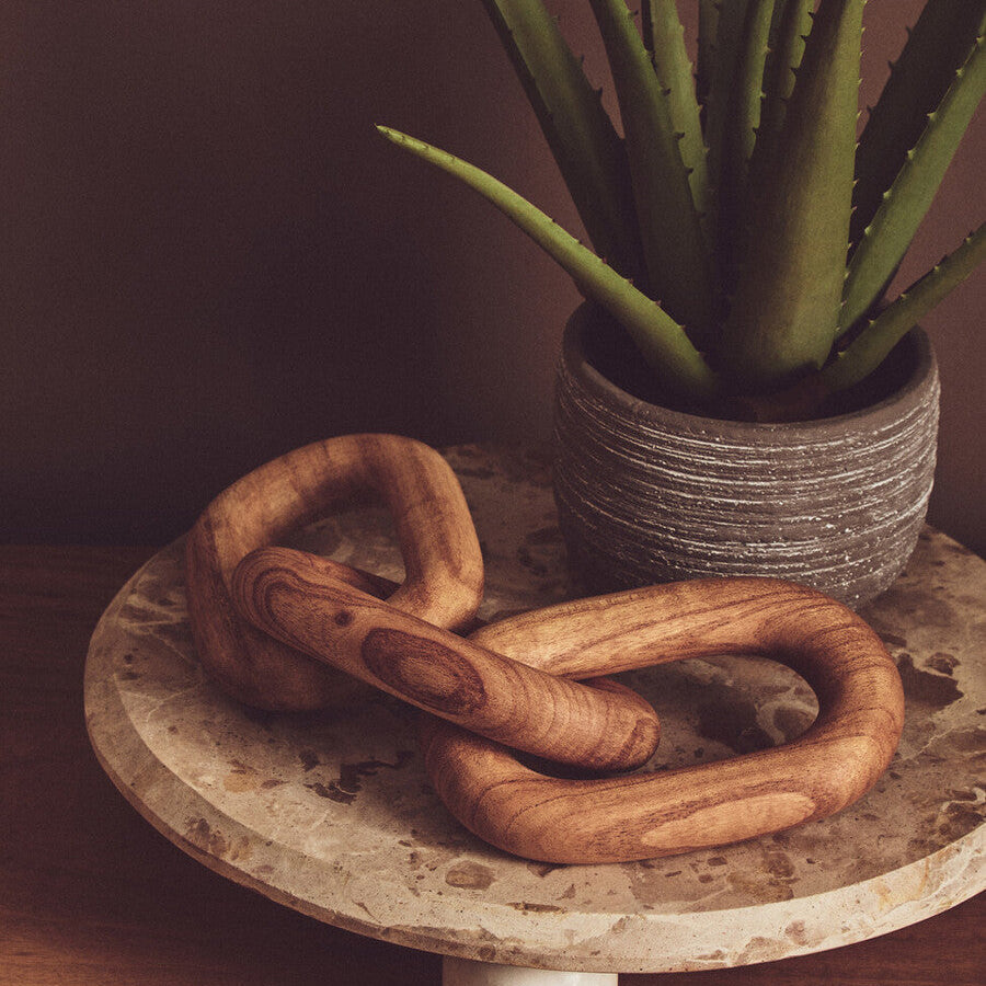 Orsina Cato Natural Wood 3 Link Chain Decor – Sculptural Japandi Accent