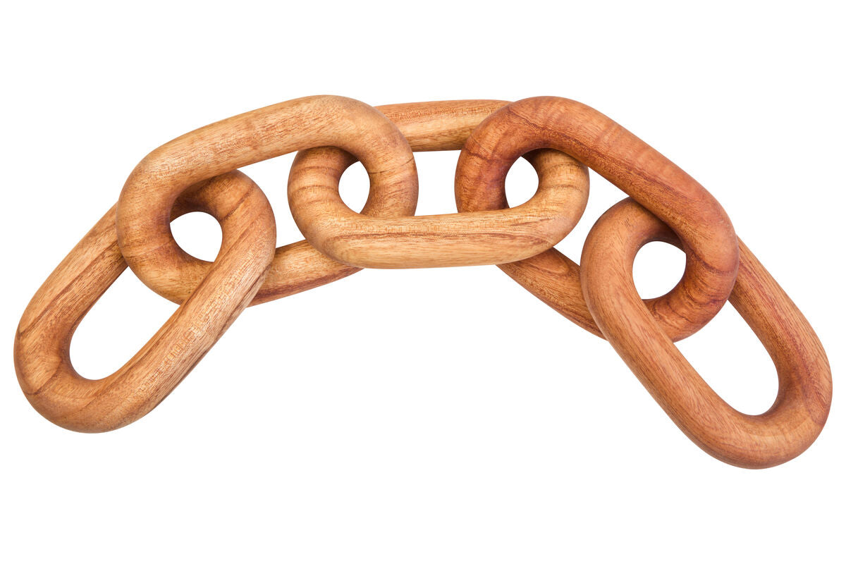 Orsina Cato Brown Wood 5 Link Chain - Handcrafted Tabletop Decor
