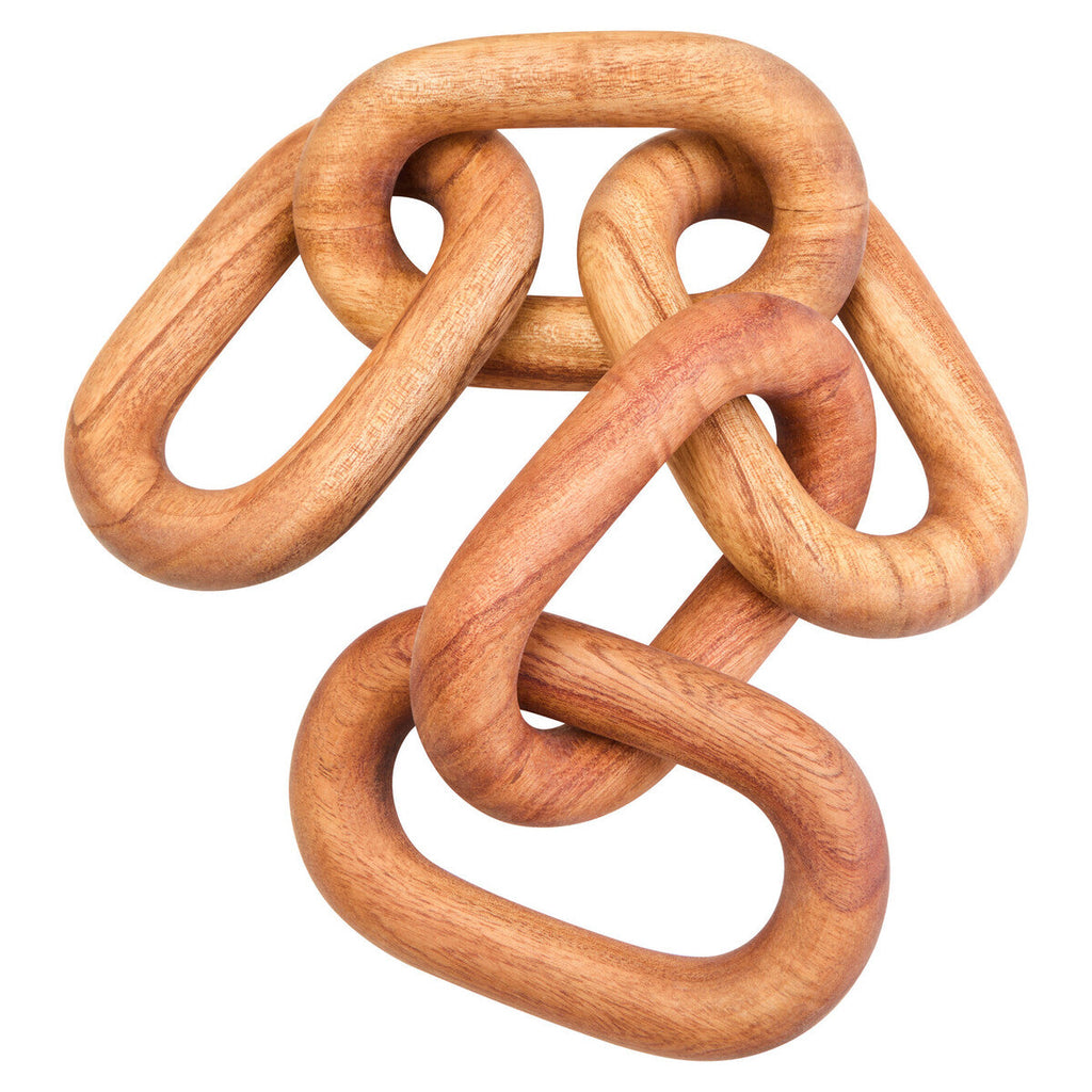 Orsina Cato Brown Wood 5 Link Chain - Handcrafted Tabletop Decor