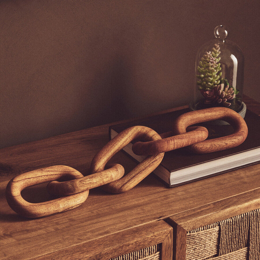 Orsina Cato Brown Wood 5 Link Chain - Handcrafted Tabletop Decor