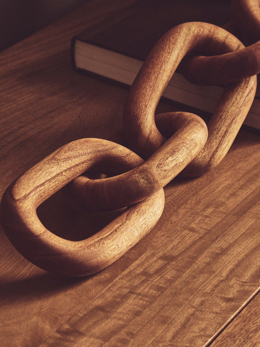 Orsina Cato Brown Wood 5 Link Chain - Handcrafted Tabletop Decor