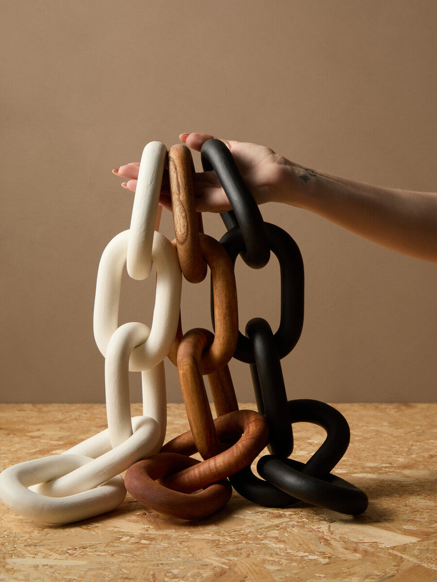 Orsina Cato Brown Wood 5 Link Chain - Handcrafted Tabletop Decor