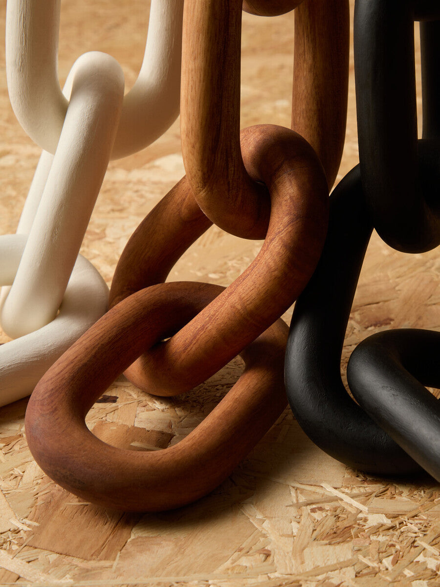 Orsina Cato Brown Wood 5 Link Chain - Handcrafted Tabletop Decor