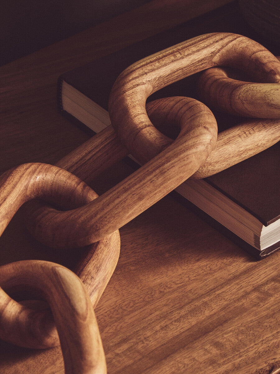 Orsina Cato Natural Wood 5 Link Table Decor Chain – Handcrafted Boho Accent