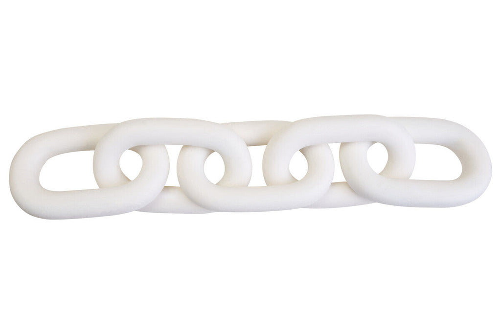 Orsina Cato White Wood 5 Link Chain - Handcrafted Modern Table Decor