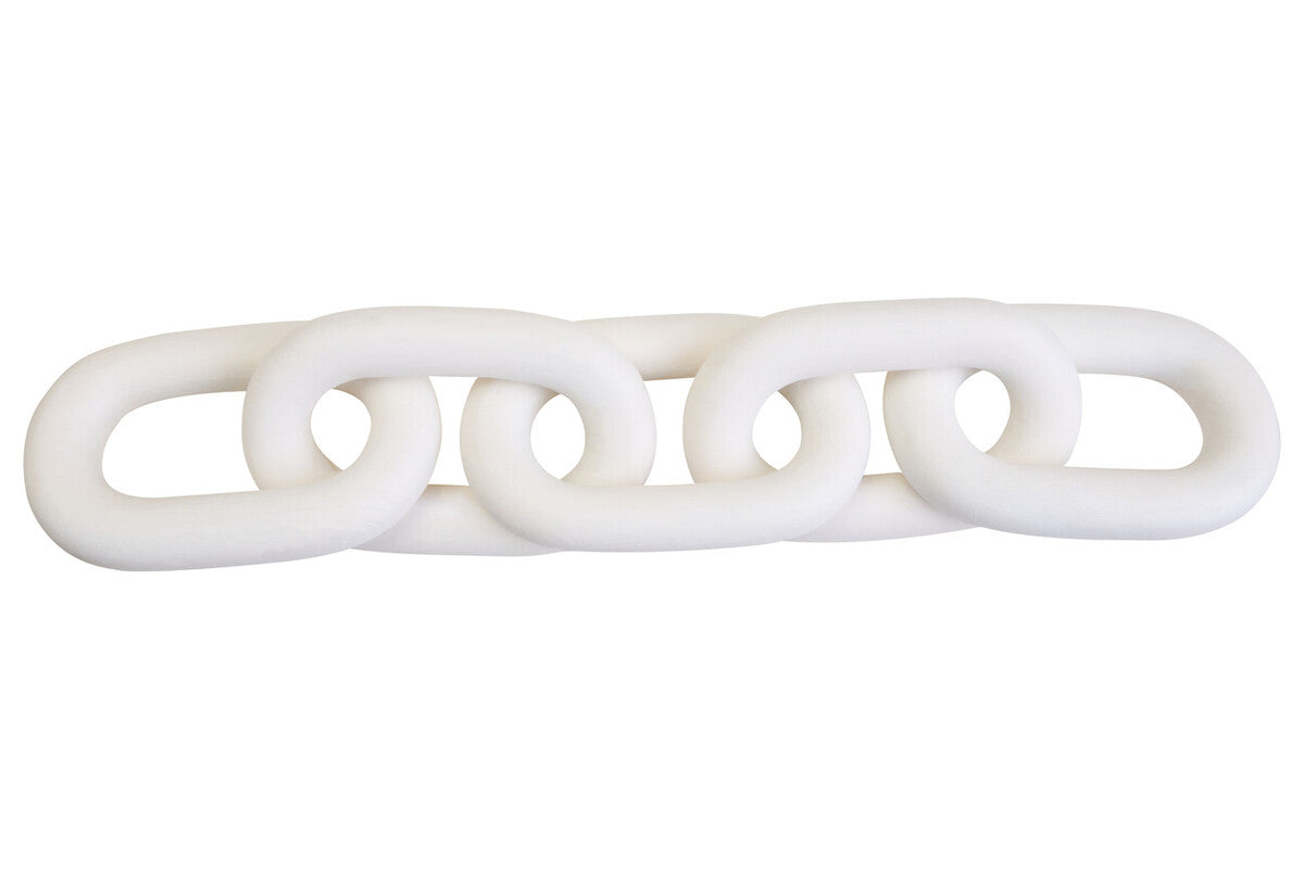 Orsina Cato White Wood 5 Link Chain - Handcrafted Modern Table Decor