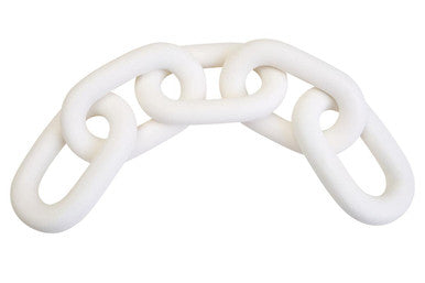 Orsina Cato White Wood 5 Link Chain - Handcrafted Modern Table Decor