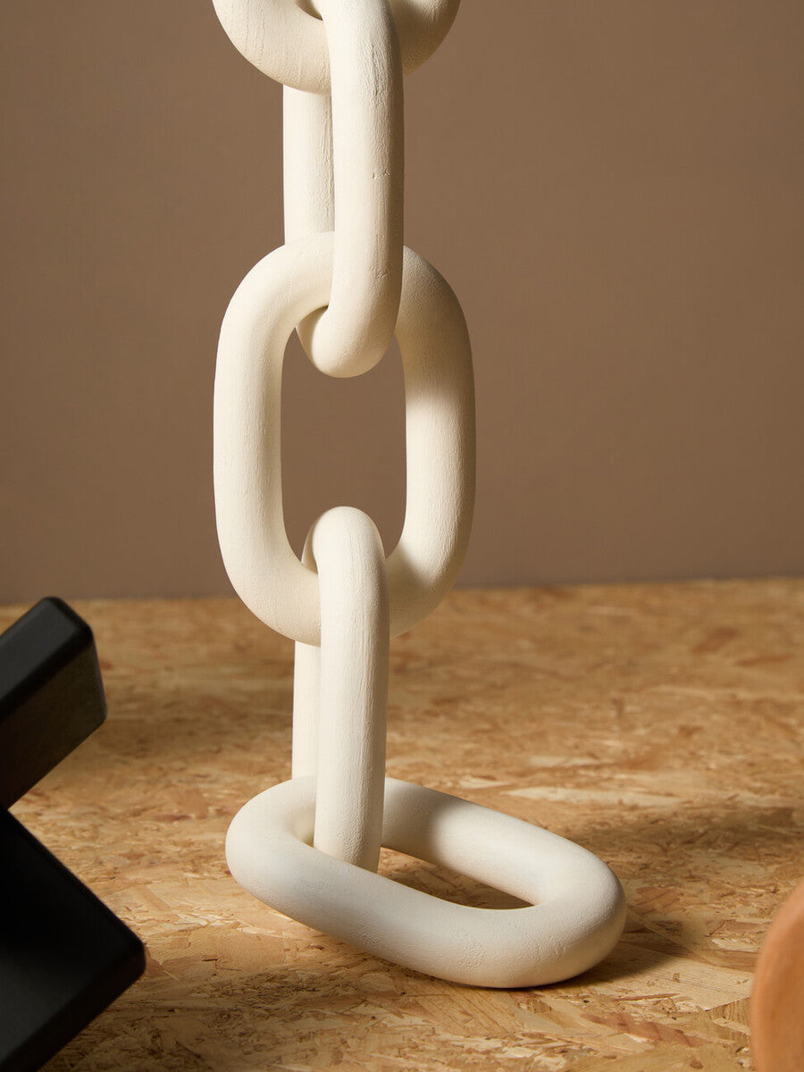 Orsina Cato White Wood 5 Link Chain - Handcrafted Modern Table Decor