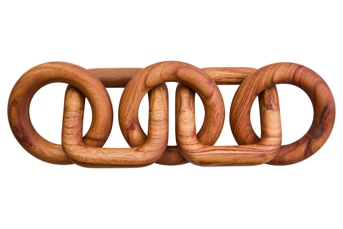 Orsina Cato Brown Wood Five-Link Chain Decor - Handcrafted Sculpture