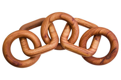 Orsina Cato Brown Wood Five-Link Chain Decor - Handcrafted Sculpture