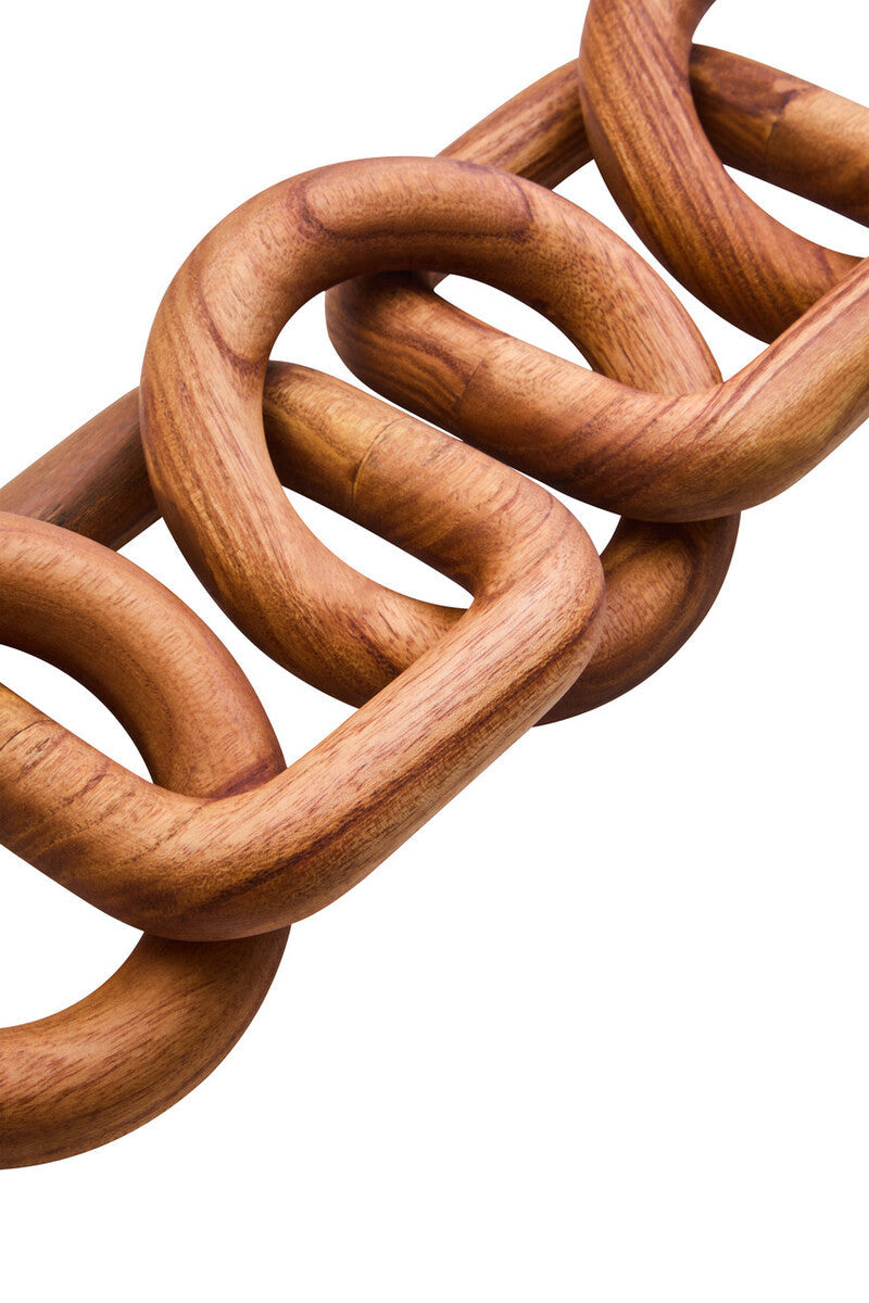 Orsina Cato Brown Wood Five-Link Chain Decor - Handcrafted Sculpture