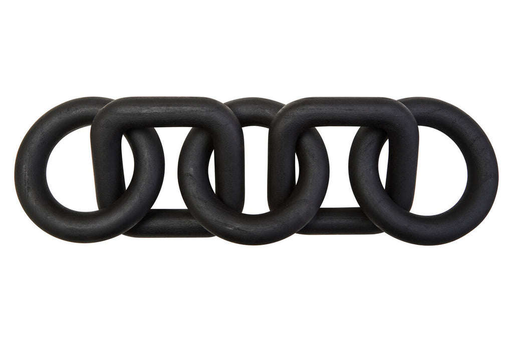 Orsina Cato Black Wood Five Link Decorative Chain Table Decor Sculpture