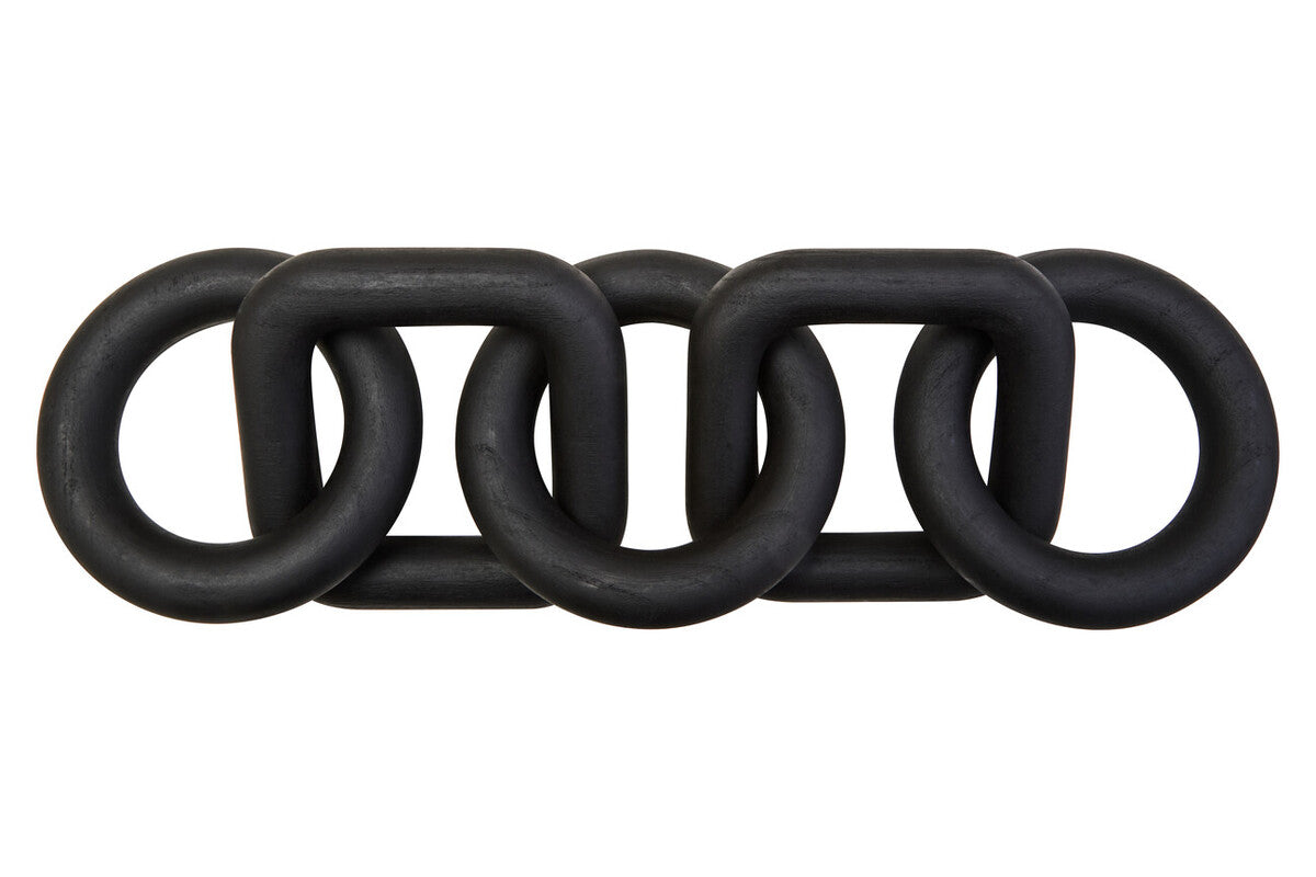 Orsina Cato Black Wood Five Link Decorative Chain Table Decor Sculpture