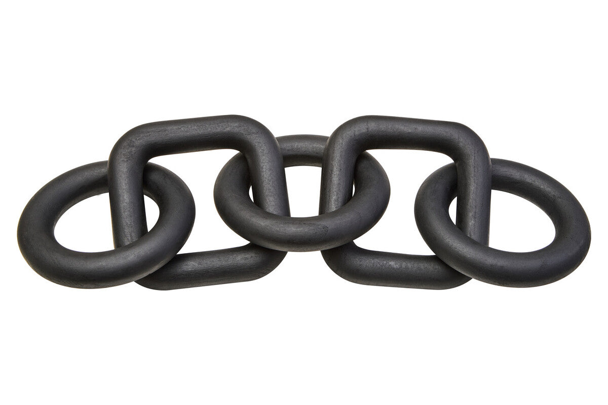 Orsina Cato Black Wood Five Link Decorative Chain Table Decor Sculpture
