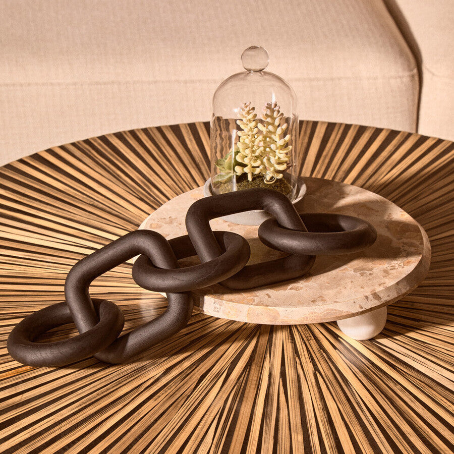 Orsina Cato Black Wood Five Link Decorative Chain Table Decor Sculpture