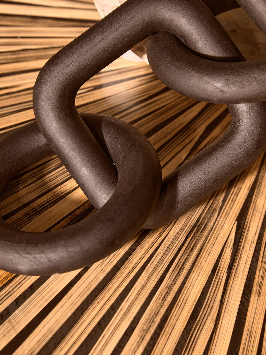Orsina Cato Black Wood Five Link Decorative Chain Table Decor Sculpture