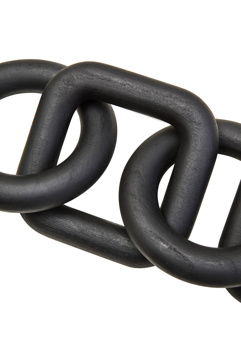 Orsina Cato Black Wood Five Link Decorative Chain Table Decor Sculpture