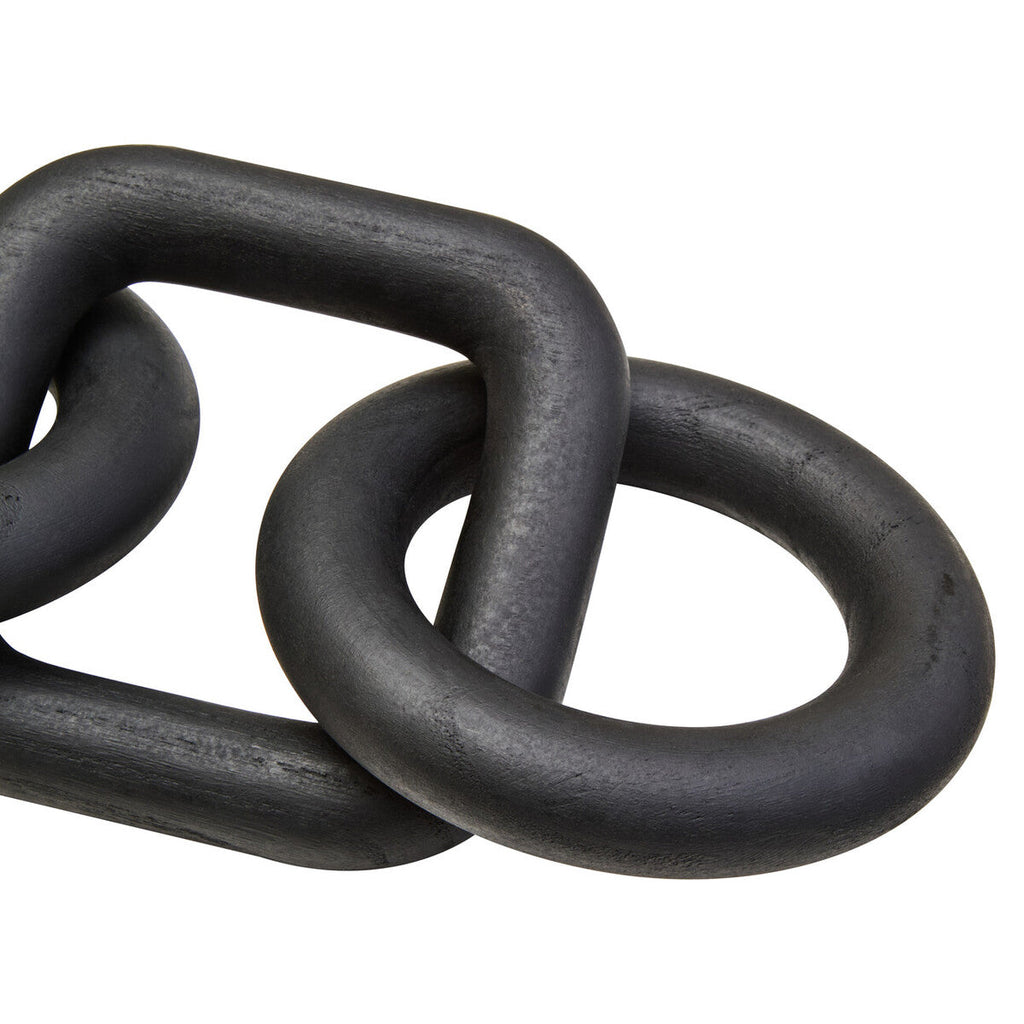 Orsina Cato Black Wood Five Link Decorative Chain Table Decor Sculpture