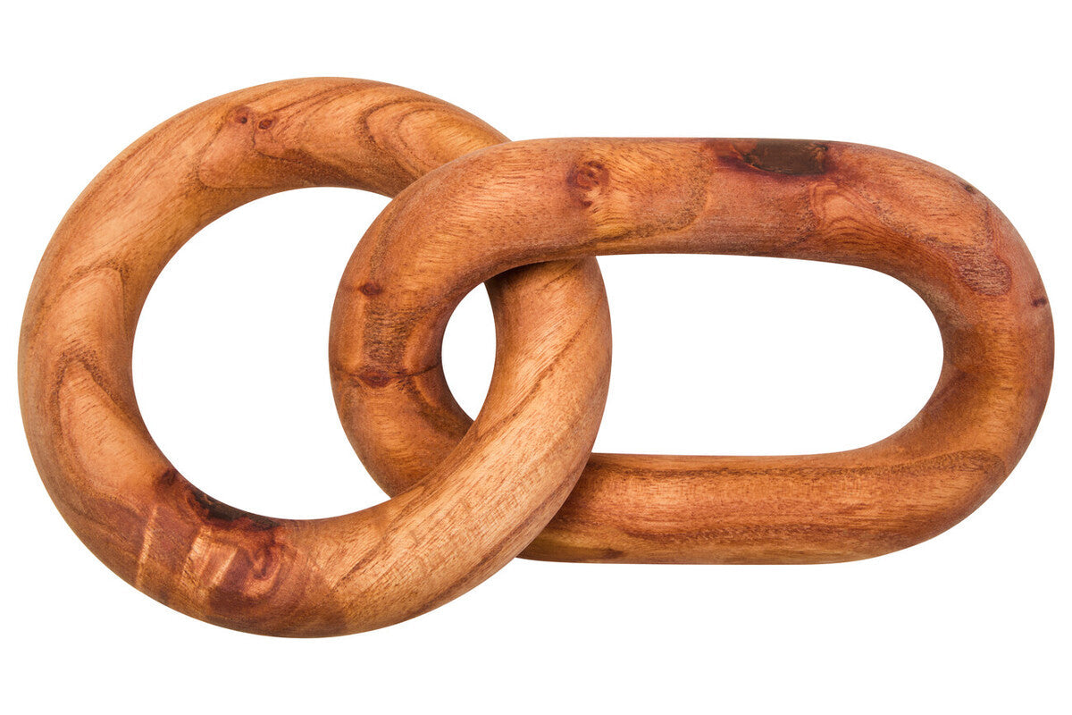 Orsina Cato Brown Wood 2-Link Chain Decor – Handcrafted Sculpture