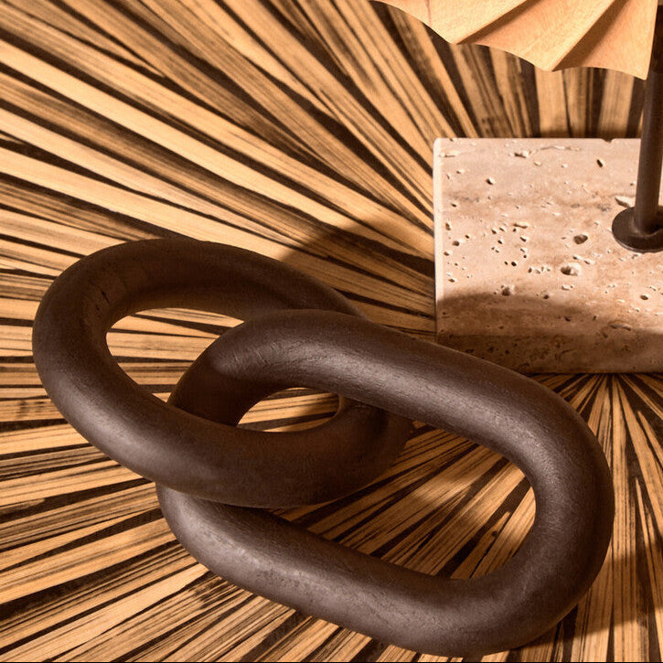 Orsina Cato Black Wood 2-Link Chain Decor – Sculptural Modern Accent
