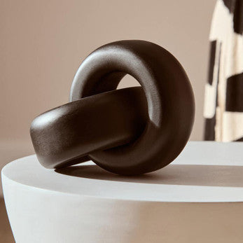 Orsina Cato Black Wood Small Knot Decor | Modern Sculptural Ornament