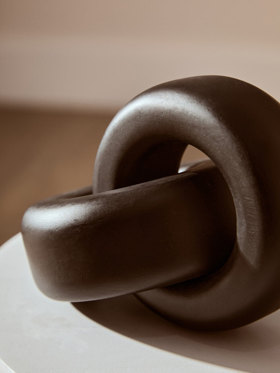 Orsina Cato Black Wood Small Knot Decor | Modern Sculptural Ornament