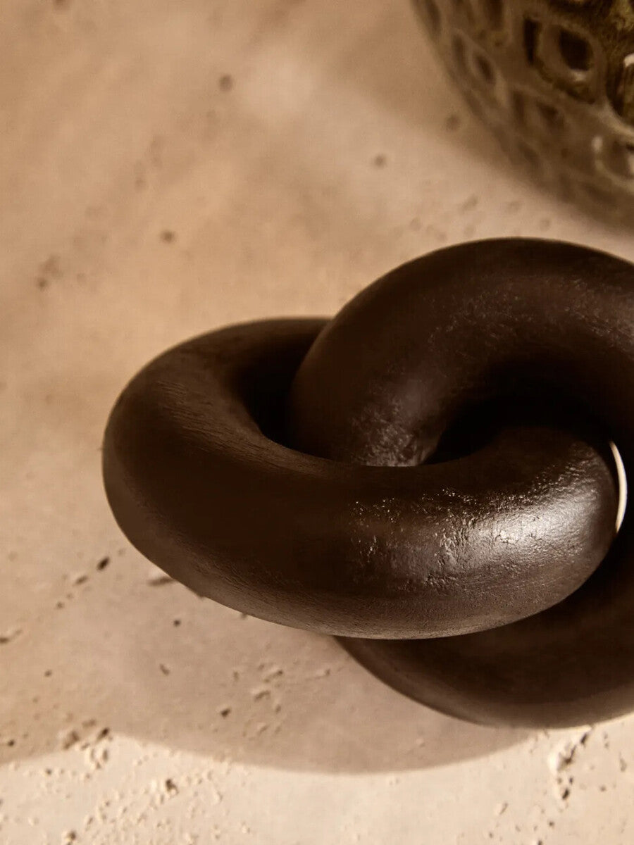 Orsina Cato Black Wood Small Knot Decor | Modern Sculptural Ornament
