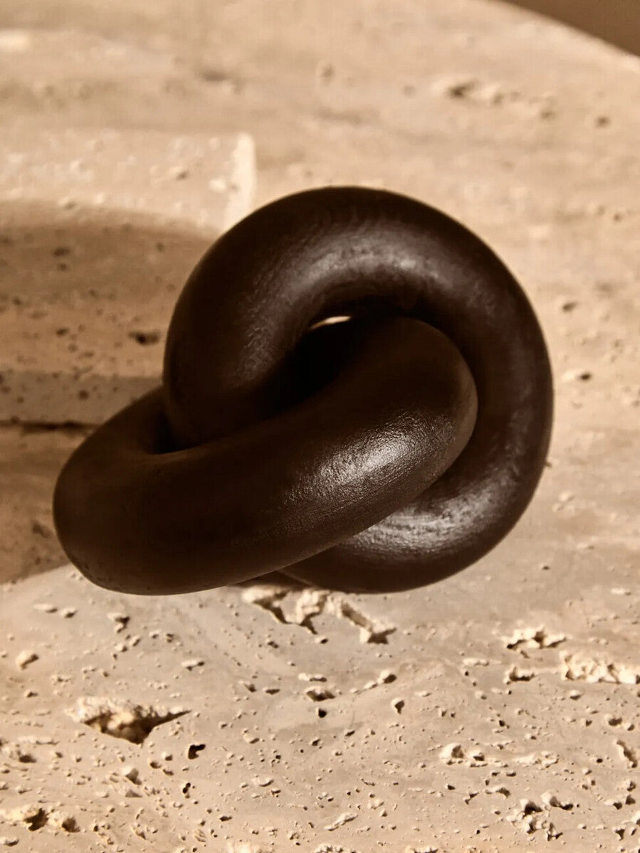 Orsina Cato Black Wood Small Knot Decor | Modern Sculptural Ornament