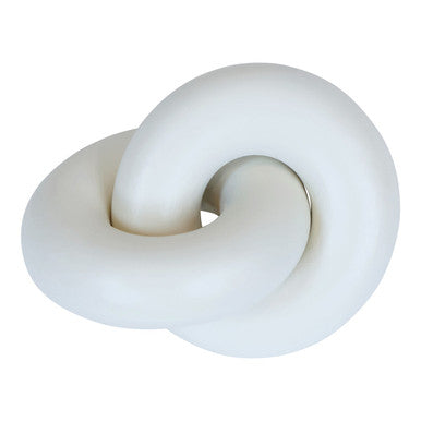 Orsina Cato White Wood Small Knot Decor – Modern Sculptural Ornament