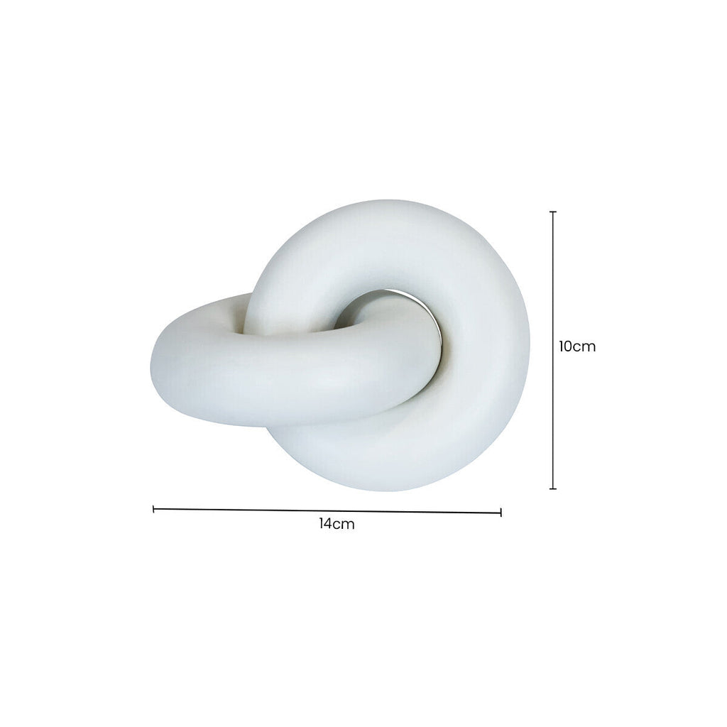 Orsina Cato White Wood Small Knot Decor – Modern Sculptural Ornament