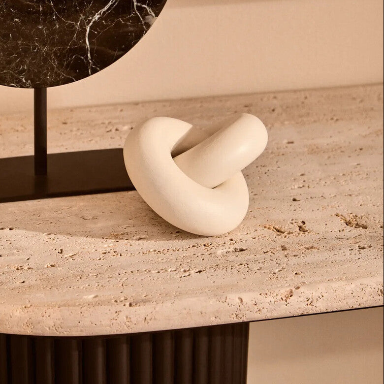 Orsina Cato White Wood Small Knot Decor – Modern Sculptural Ornament
