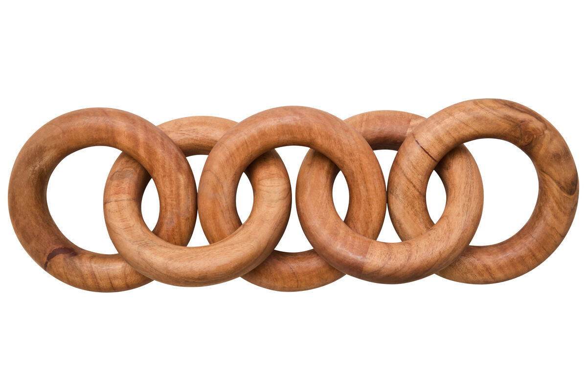 Orsina Natural Wooden 5 Link Chain Decor – Hand-Finished Sculptural Piece