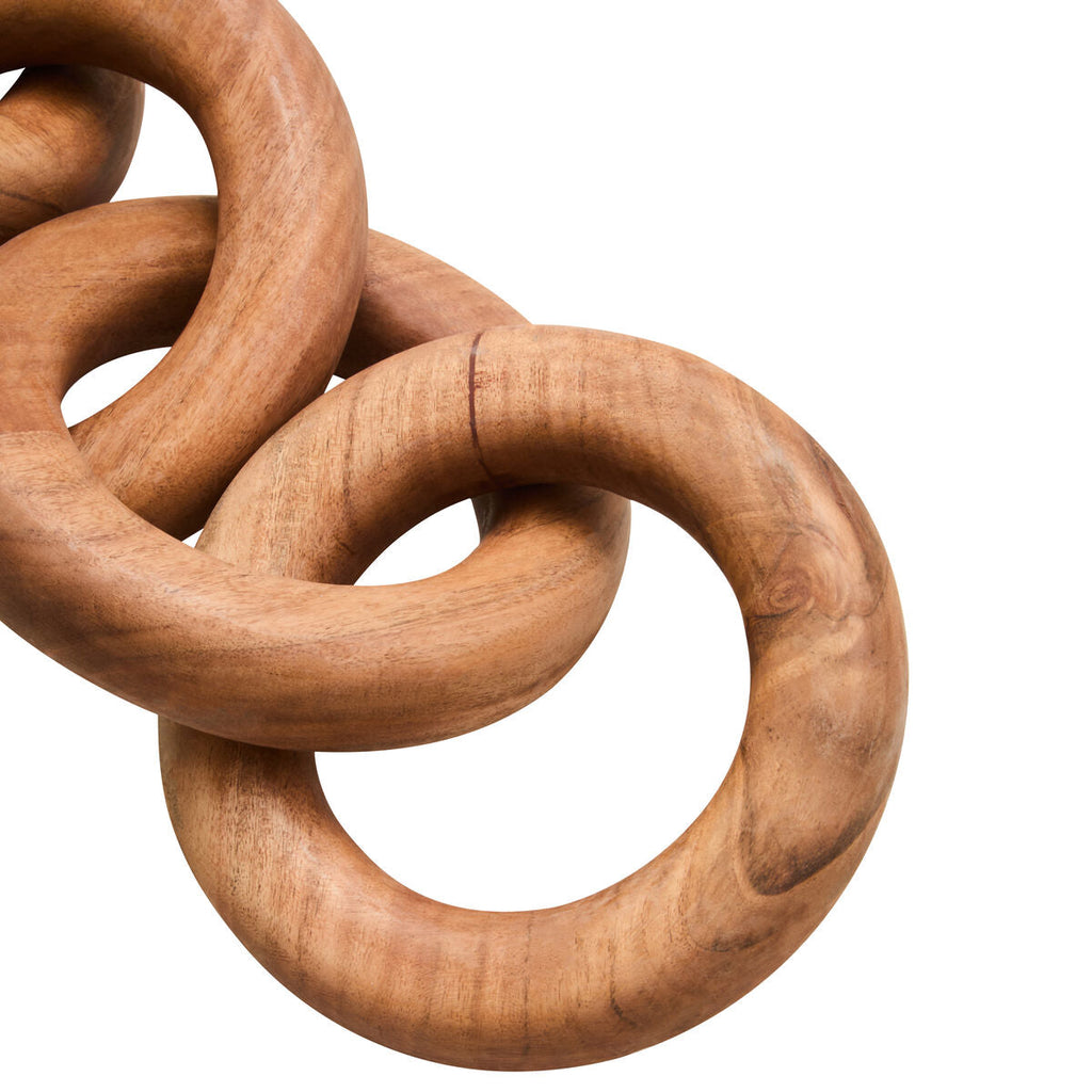 Orsina Natural Wooden 5 Link Chain Decor – Hand-Finished Sculptural Piece