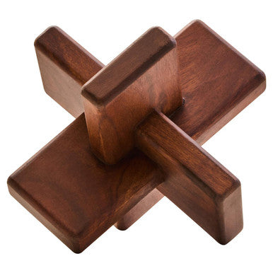 Orsina Cato Brown Wood Sculpture – Geometric Japandi Tabletop Decor
