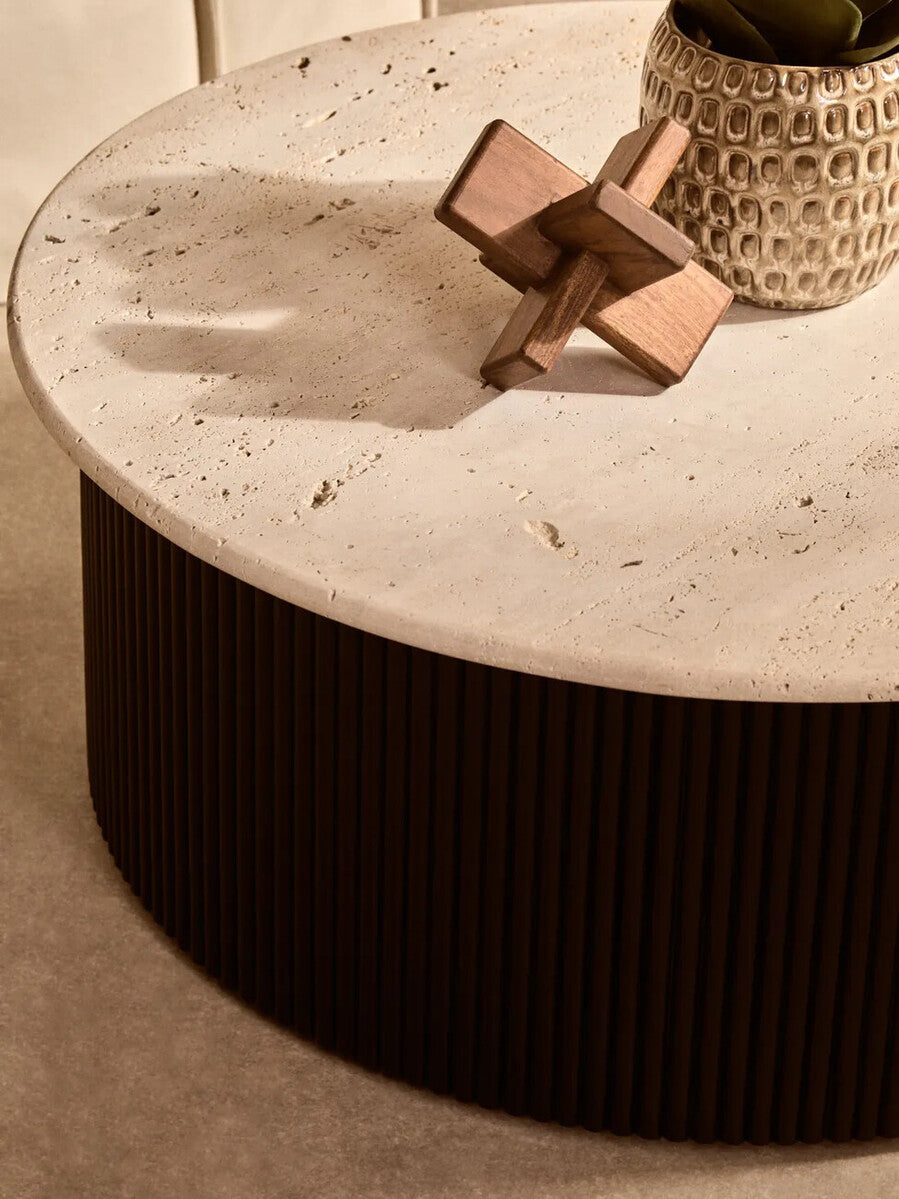 Orsina Cato Brown Wood Sculpture – Geometric Japandi Tabletop Decor