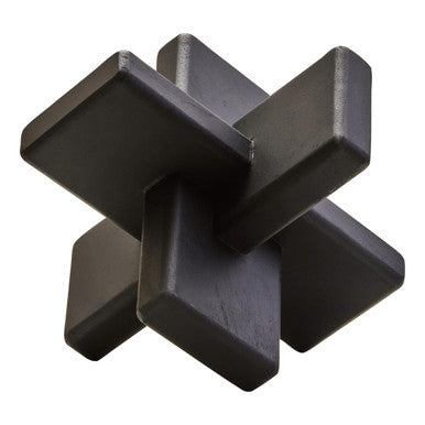 Orsina Cato Black Wood Sculpture – Geometric Modern Tabletop Art