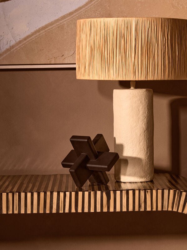 Orsina Cato Black Wood Sculpture – Geometric Modern Tabletop Art